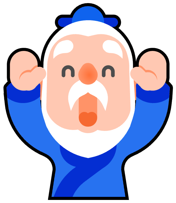 AI 师傅吉祥物举手欢呼的插画